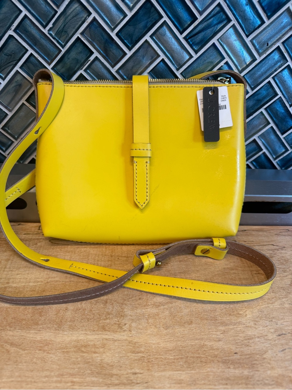 NWT J. Crew Yellow Leather Crossbody Bag